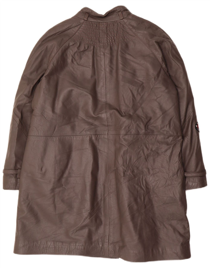 Vintage Damen Ledermantel IT 48 XL Grau