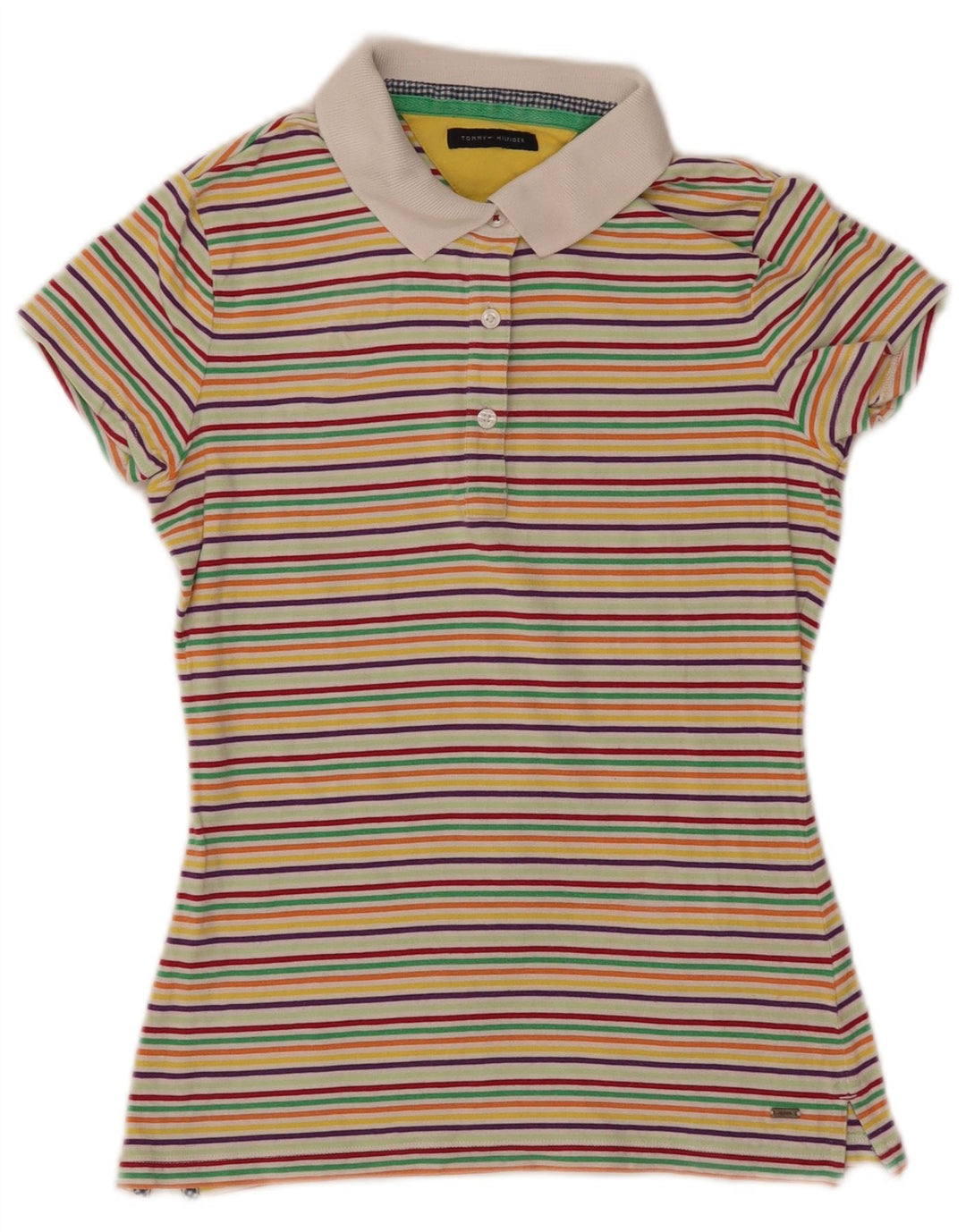 TOMMY HILFIGER Damen Poloshirt UK 8 Small Mehrfarbig gestreift