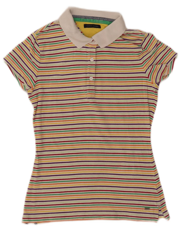 TOMMY HILFIGER Damen Poloshirt UK 8 Small Mehrfarbig gestreift