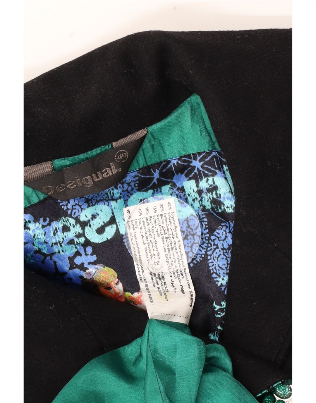 Desigual Damen Zweireihiger Mantel EU 40 Mittel Mehrfarbig