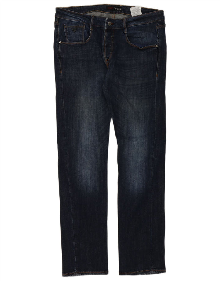 Guess Herren Slim Jeans W34 L34 Marineblaue Baumwolle