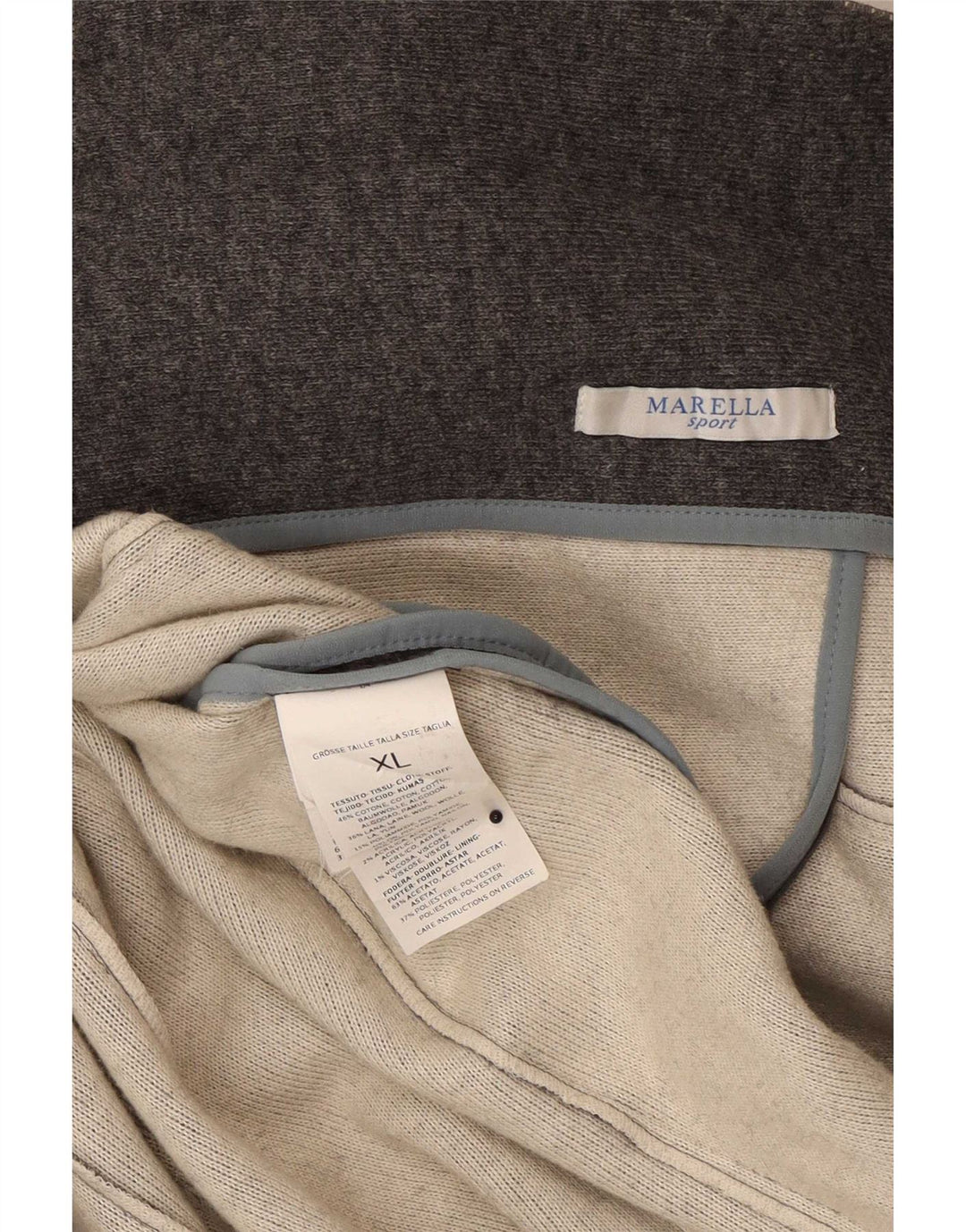 Marella Damen Zweireihiger Strickblazer UK 18 XL Graue Wolle