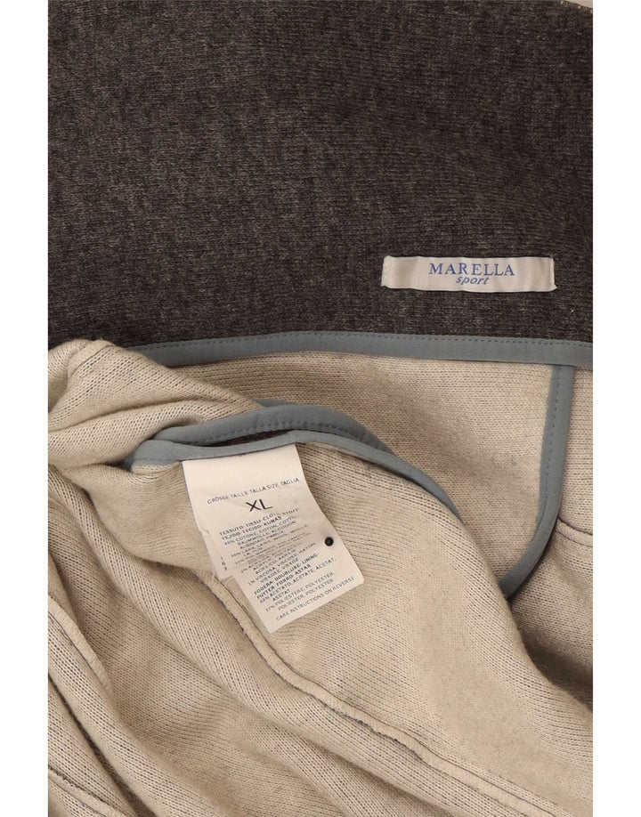 Marella Damen Zweireihiger Strickblazer UK 18 XL Graue Wolle