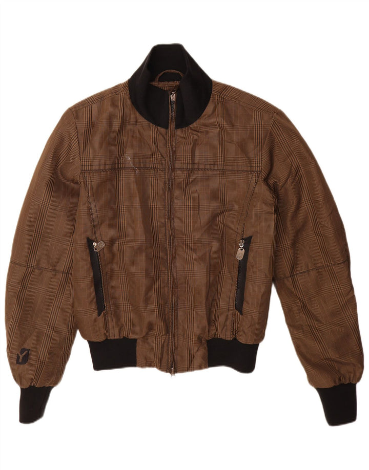SCHREI! Herren Bomberjacke UK 36 Small Brown Check Polyester