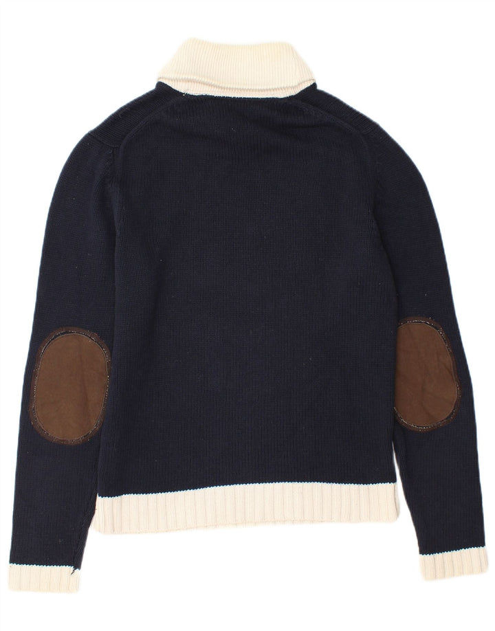 Gas Herren-Pullover mit Schalkragen, mittelgroße marineblaue Colourblock-Baumwolle