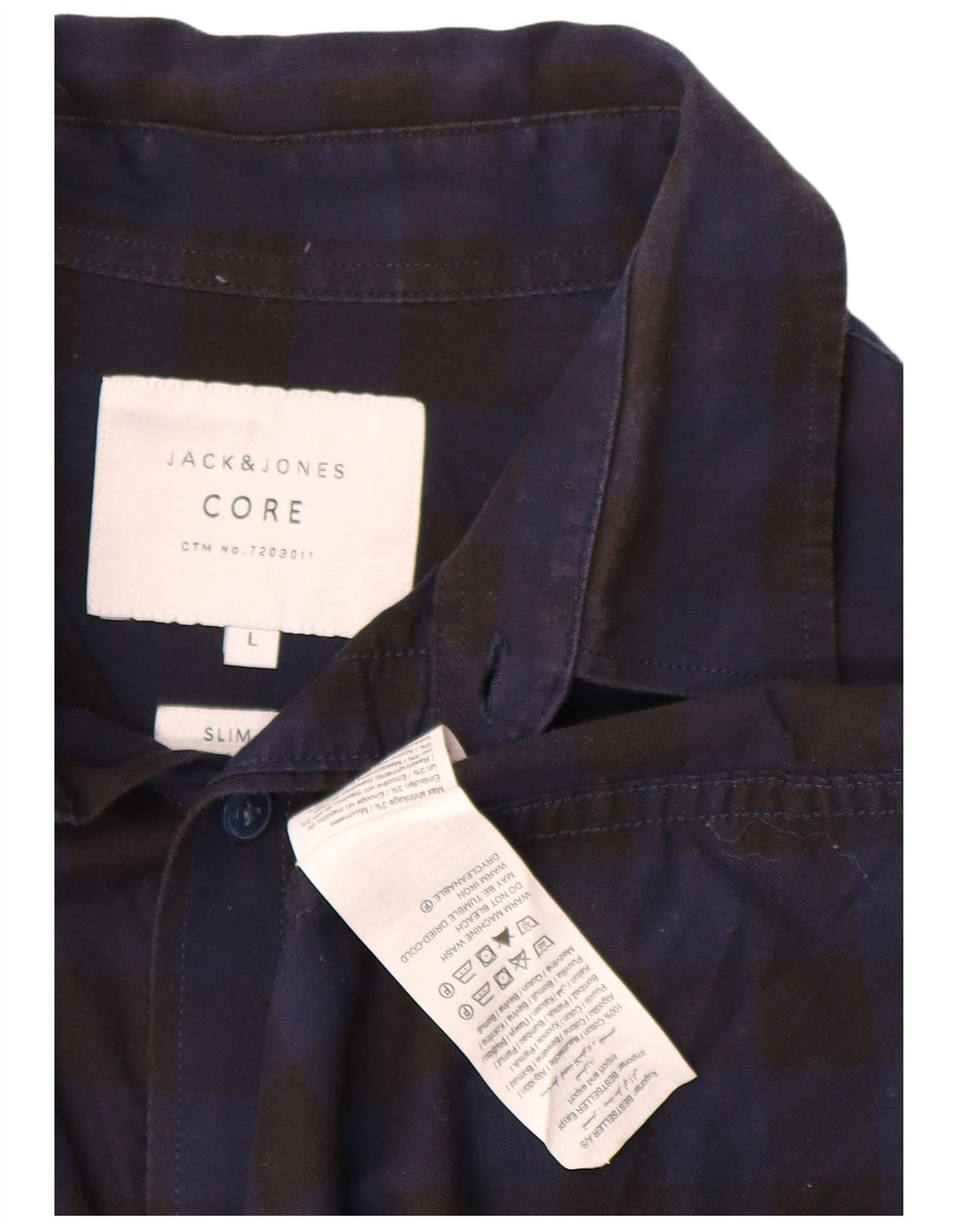 JACK & JONES Slim-Fit-Hemd für Herren, groß, schwarz, Gingham-Baumwolle
