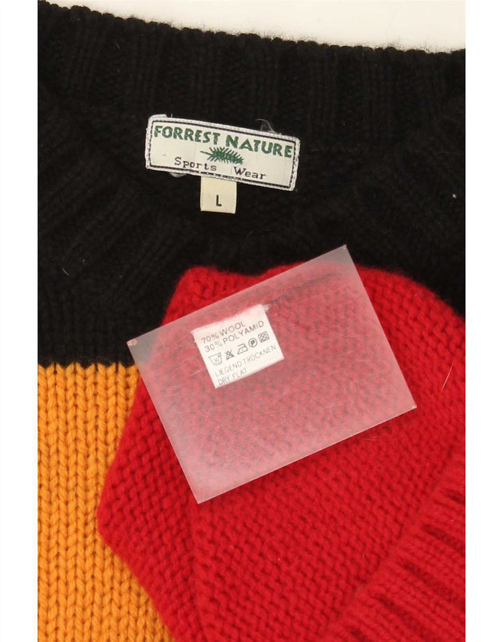 Vintage Herren-Pullover mit V-Ausschnitt, große, mehrfarbige Colourblock-Wolle