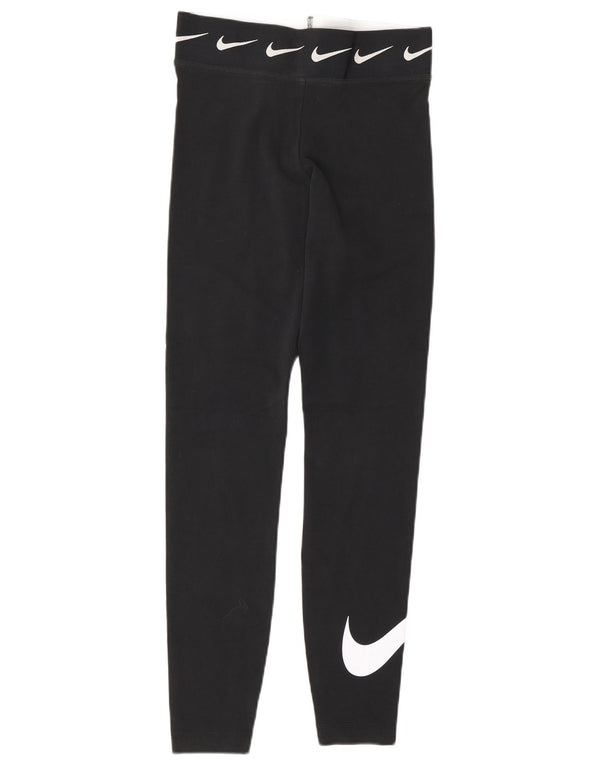 Nike Womens Graphic Leggings UK 10 Small Schwarz Baumwolle