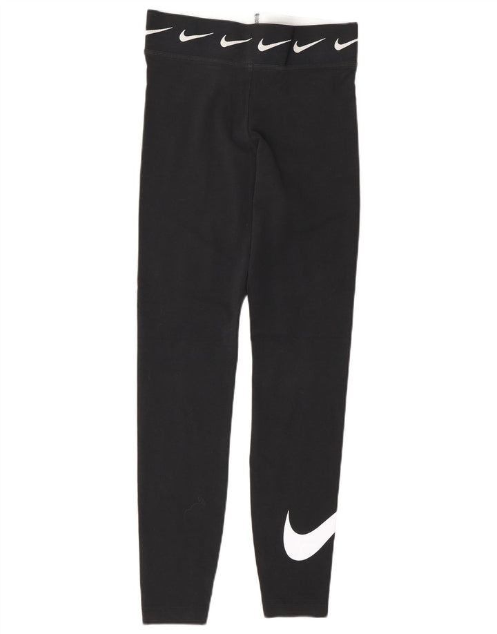 Nike Womens Graphic Leggings UK 10 Small Schwarz Baumwolle