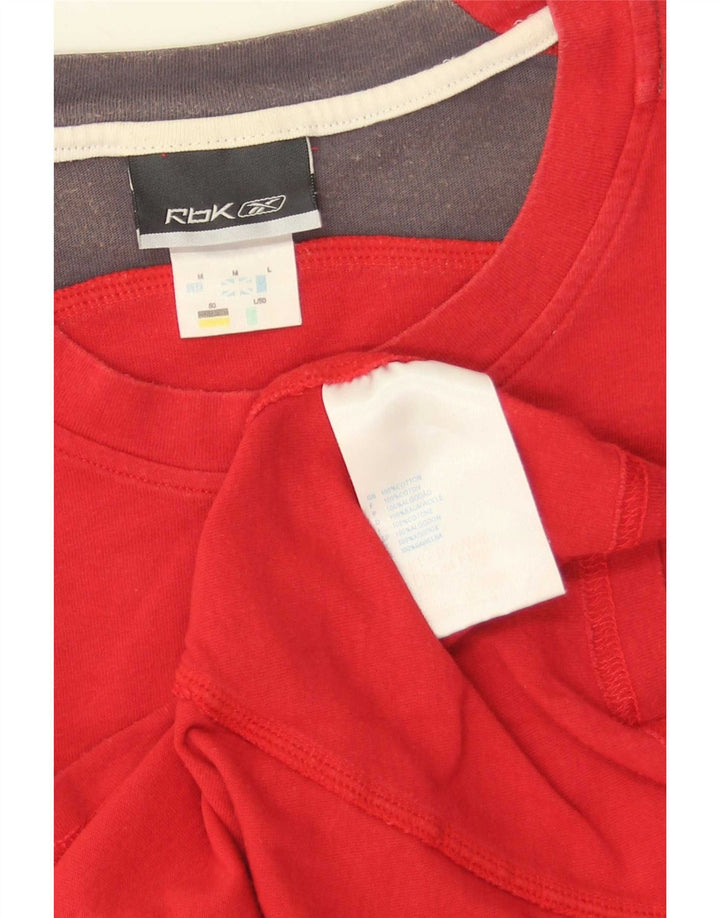 Reebok Herren Grafik-T-Shirt-Oberteil aus mittelroter Colourblock-Baumwolle