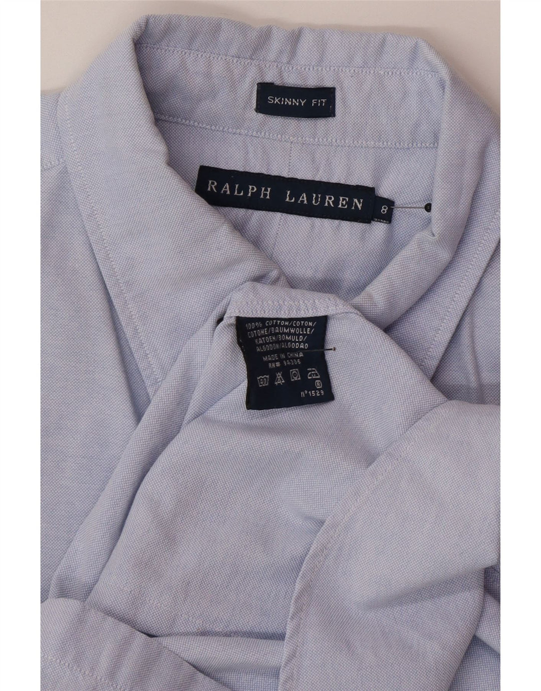 Ralph Lauren Damen Skinny Shirt US 8 Mittelblaue Baumwolle