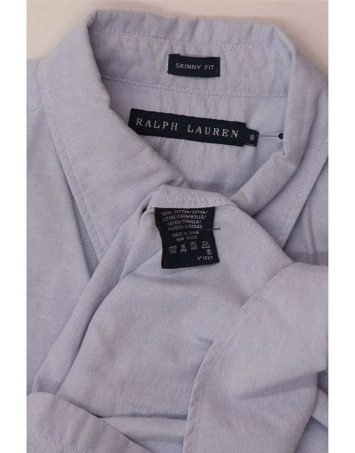 Ralph Lauren Damen Skinny Shirt US 8 Mittelblaue Baumwolle