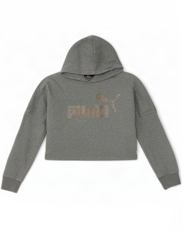 Puma Mädchen-Pullover mit übergroßem Graphic Crop Hoodie, 11–12 Jahre, Grau