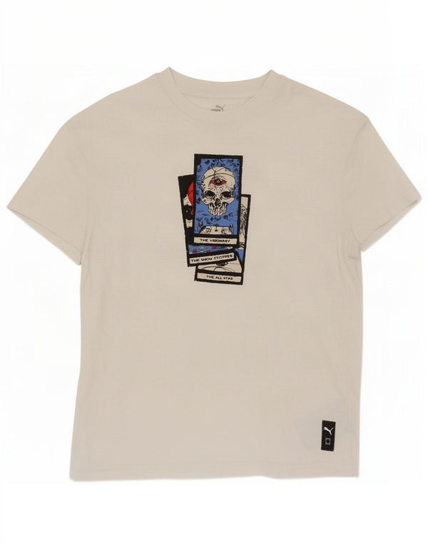 Puma Jungen T-Shirt mit Grafik, 13–14 Jahre, weiße Baumwolle