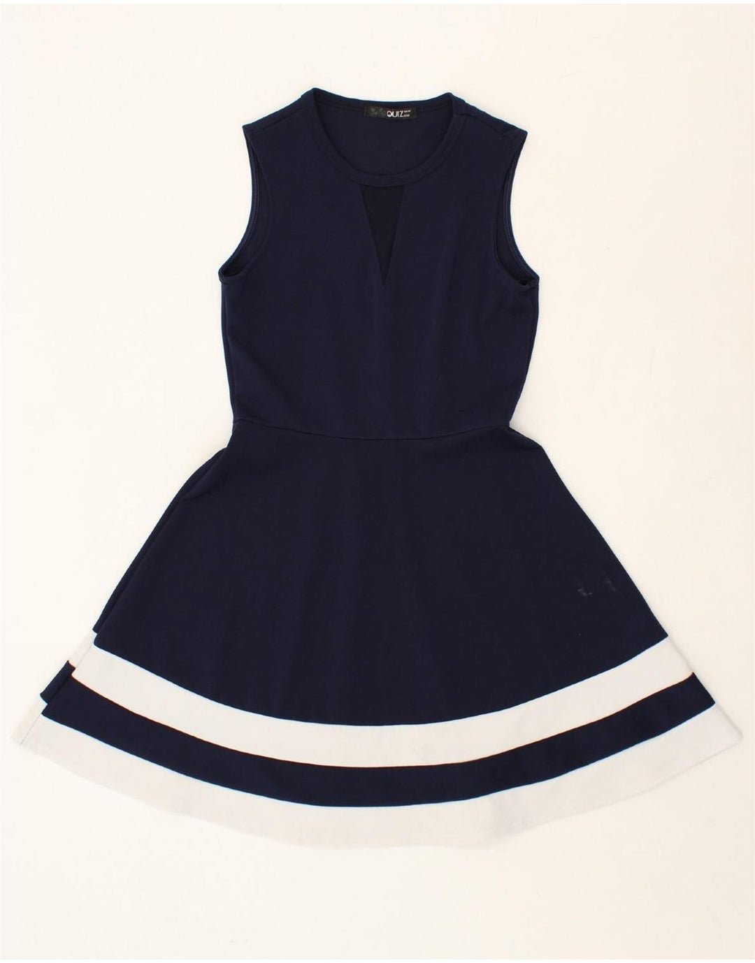 QUIZ Womens Sleeveless A-Line Dress UK 10 Small Navy Blue Polyester Vintage Quiz and Second-Hand Quiz from Messina Hembry 