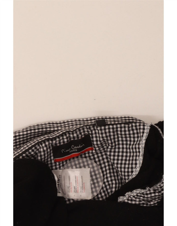 PIERRE CARDIN Damen Pullover mit V-Ausschnitt UK 18 XL Schwarz karierte Baumwolle