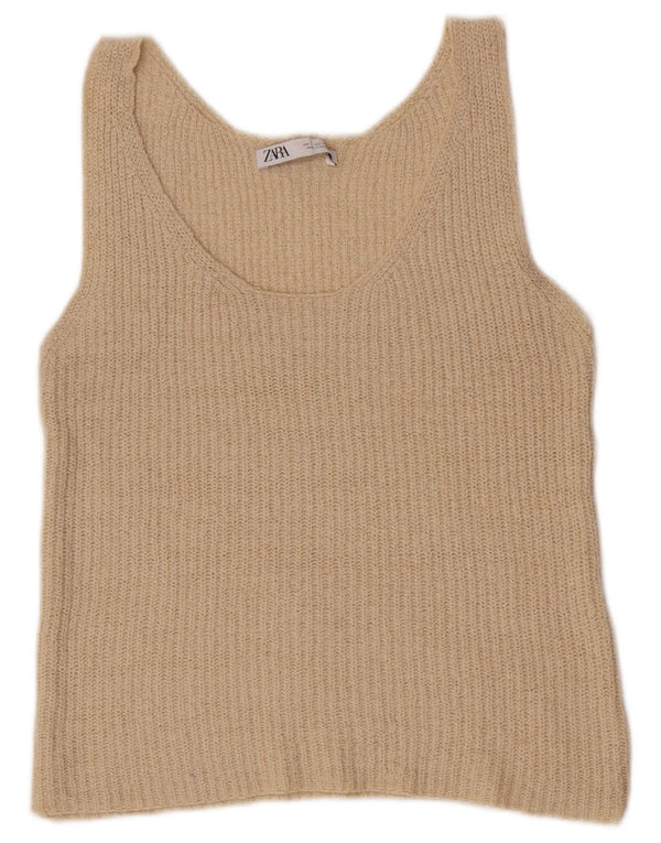 Zara Damen Weste Top UK 14 Large Beige