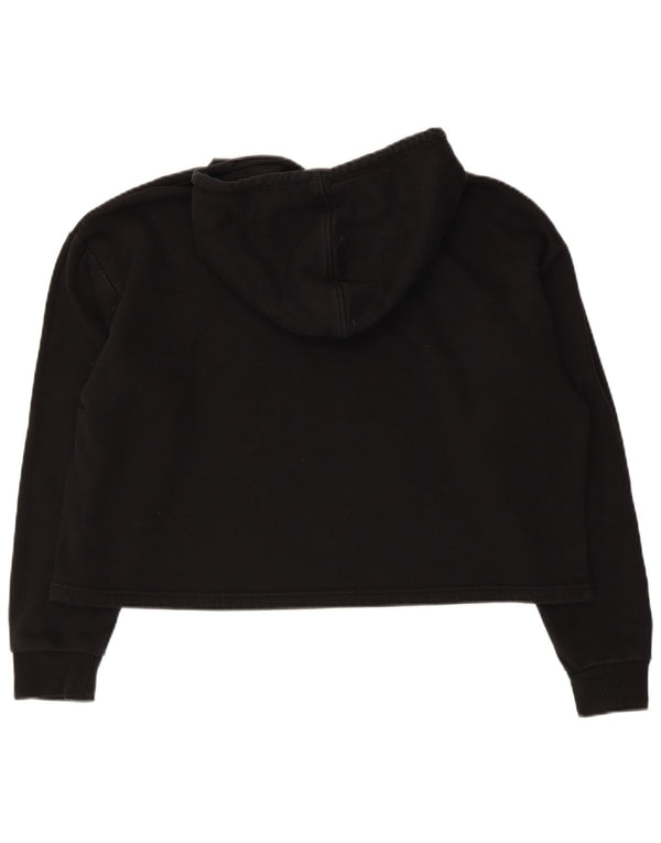 Puma Womens Crop Graphic Übergroßer Kapuzenpullover UK 14 Mittelschwarze Baumwolle