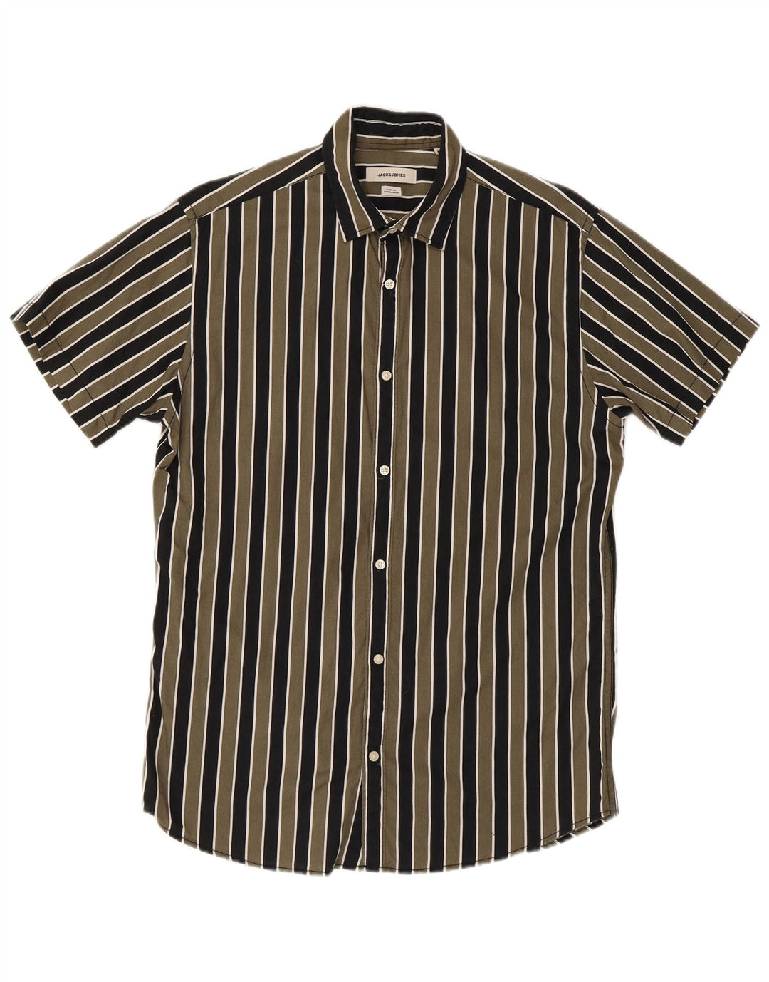 Jack & Jones Herren-Kurzarmhemd mit normaler Passform, mittelgrün gestreift