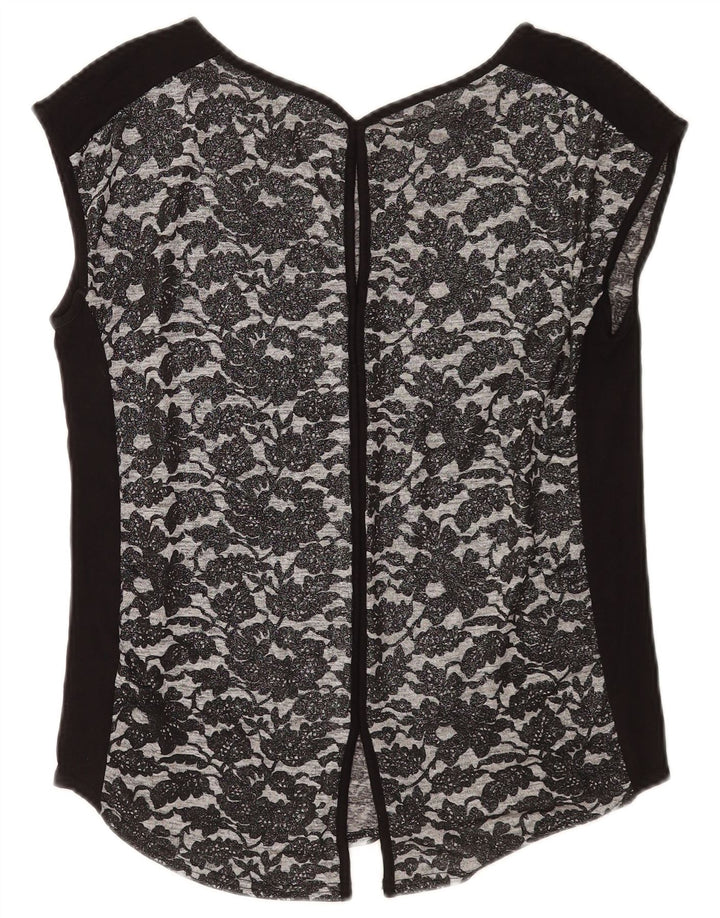 Oasis Damen-Blusenoberteil, Gr. 40, Größe S, Schwarz, Blumenmuster, Polyester