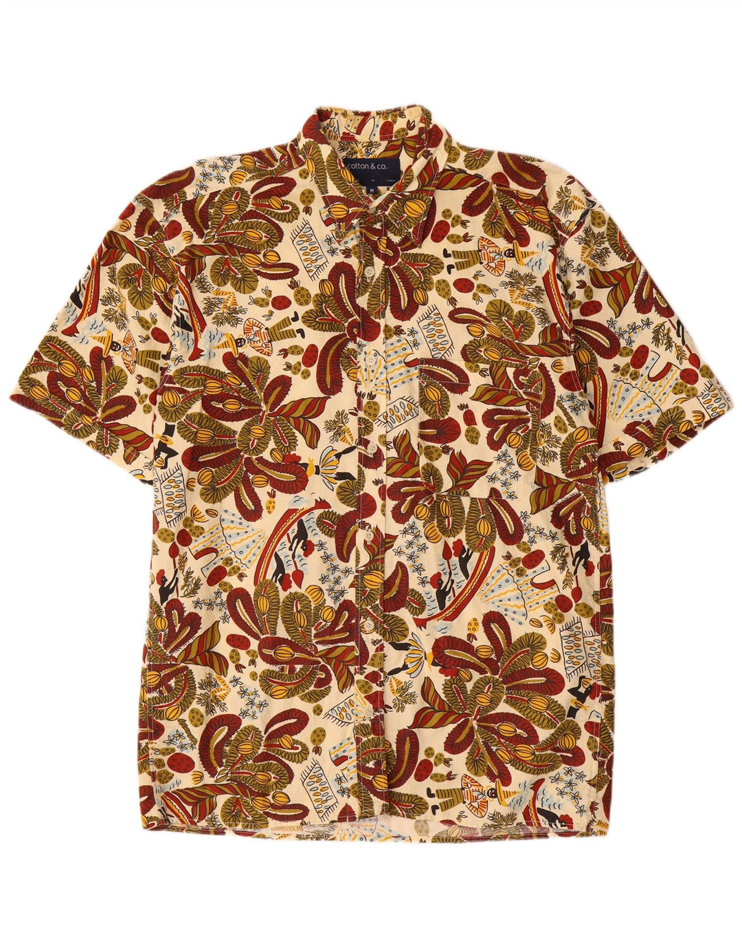 Vintage Herren-Kurzarmhemd, mittelgroß, mehrfarbig, Paisley-Baumwolle