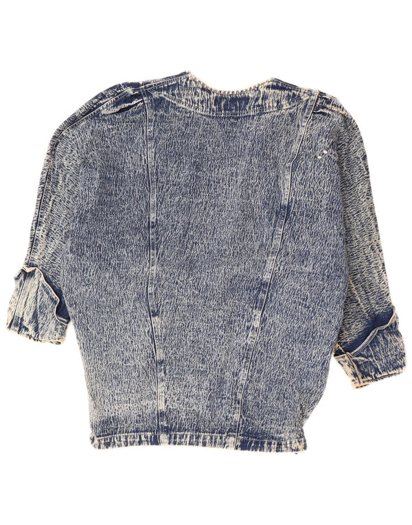 JAZZINO Damen 3/4-Ärmel übergroße Jeansjacke UK 18 XL Blau geblümt