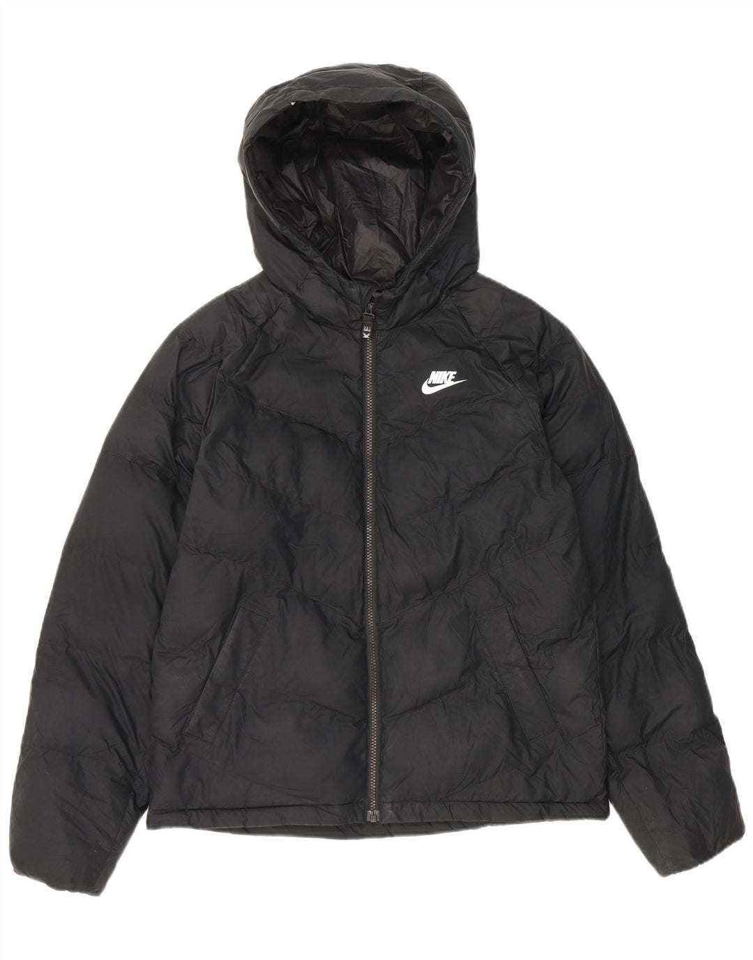 Nike Wattierte Jacke mit Kapuze für Jungen, 13–14 Jahre, XL, schwarzes Polyester