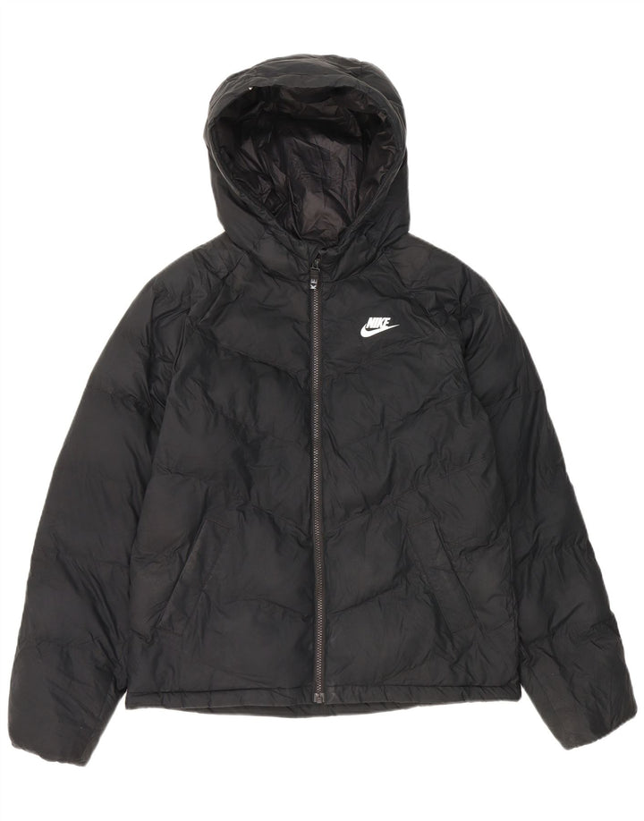 Nike Wattierte Jacke mit Kapuze für Jungen, 13–14 Jahre, XL, schwarzes Polyester