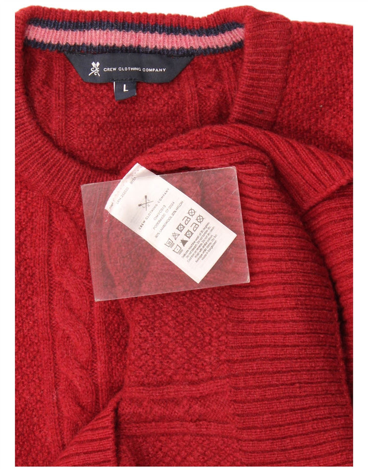 Crew Clothing Herren-Pullover mit Rundhalsausschnitt, Größe L, rote Lammwolle