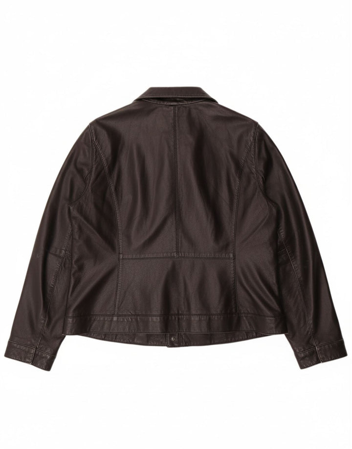 MARINA RINALDI Womens Jacket Size 19 Small Black Colourblock Leather