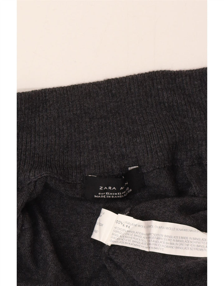 Zara Herren-Cardigan-Pullover XL aus grauer Wolle