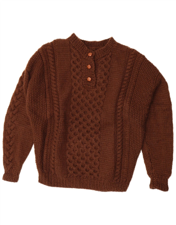 Vintage Damen Pullover mit Knopfkragen, UK 20 2XL, Braun