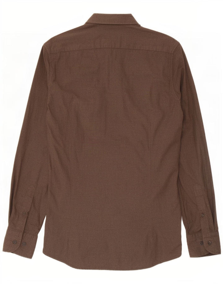 Massimo Dutti Herrenhemd, klein, braune Baumwolle