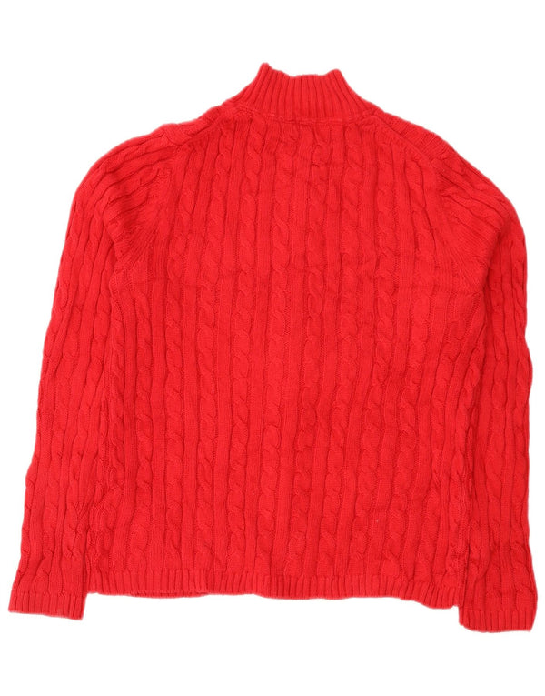 L.L.Bean Damen-Cardigan mit durchgehendem Reißverschluss, UK 14, mittelrot, Baumwolle