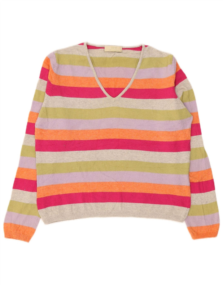 Marks & Spencer Damen-Pullover mit V-Ausschnitt, Gr. 14, Größe L, mehrfarbig