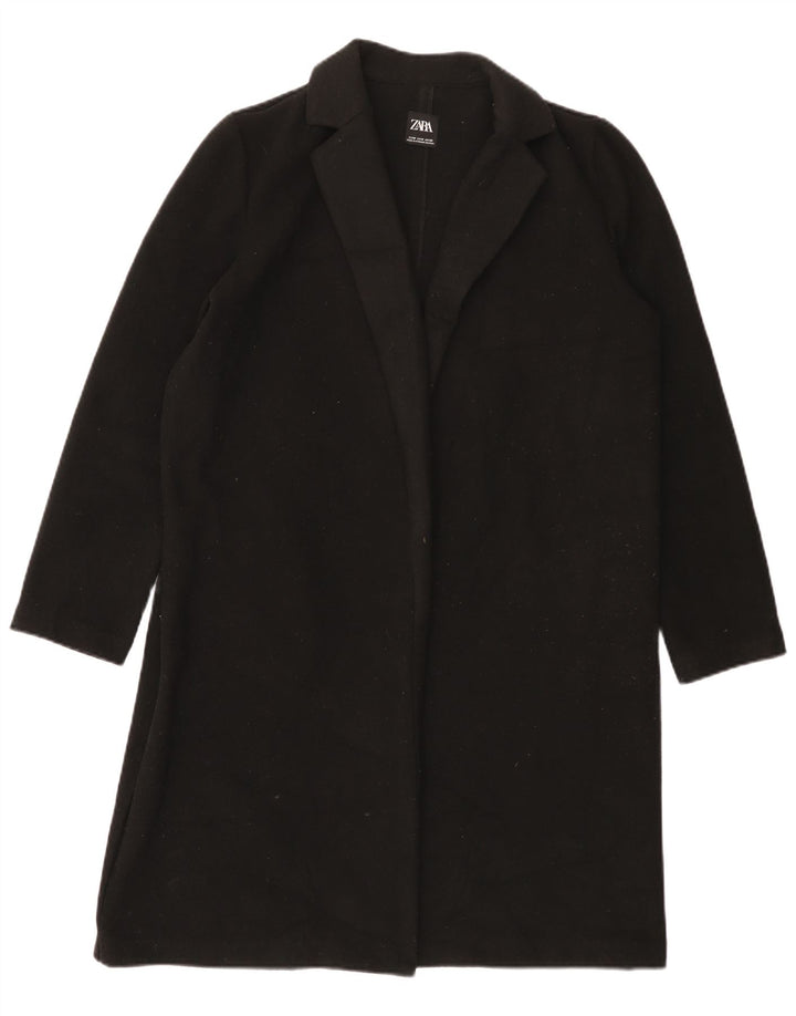Zara Womens Loose Fit Open Overcoat UK 14 Mittelschwarzes Polyester