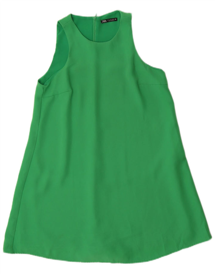 Zara Damen Ärmelloser Playsuit UK 10 Small Grün Polyester