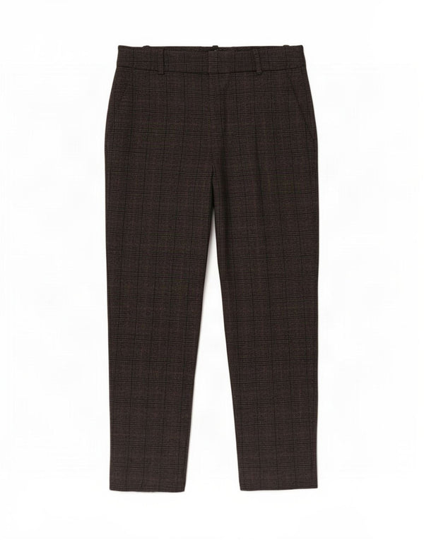 Zara Damen Crop Chino Hose EU 36 XS W26 L26 Graues Hahnentritt-Polyester