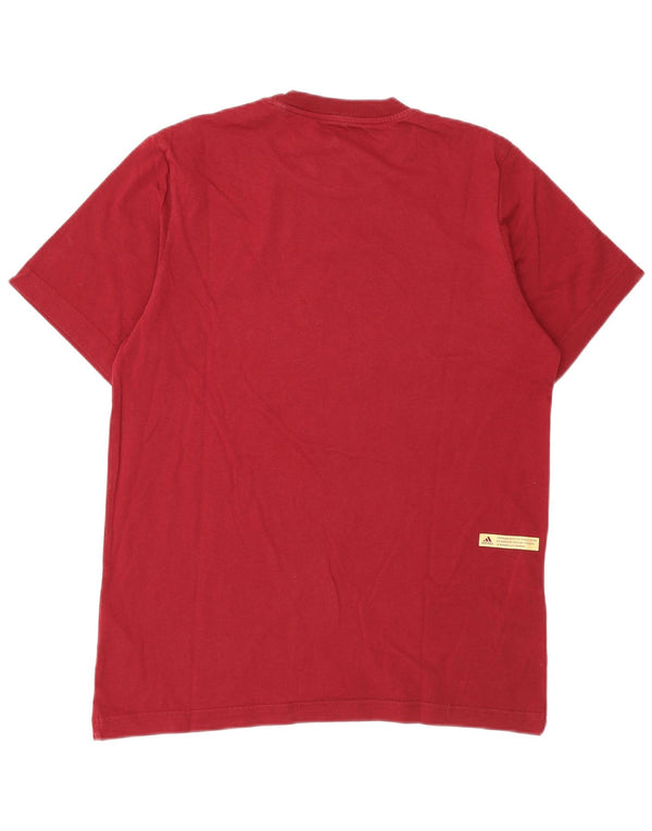 Adidas Mens Graphic T-Shirt Top Small Burgundy Cotton