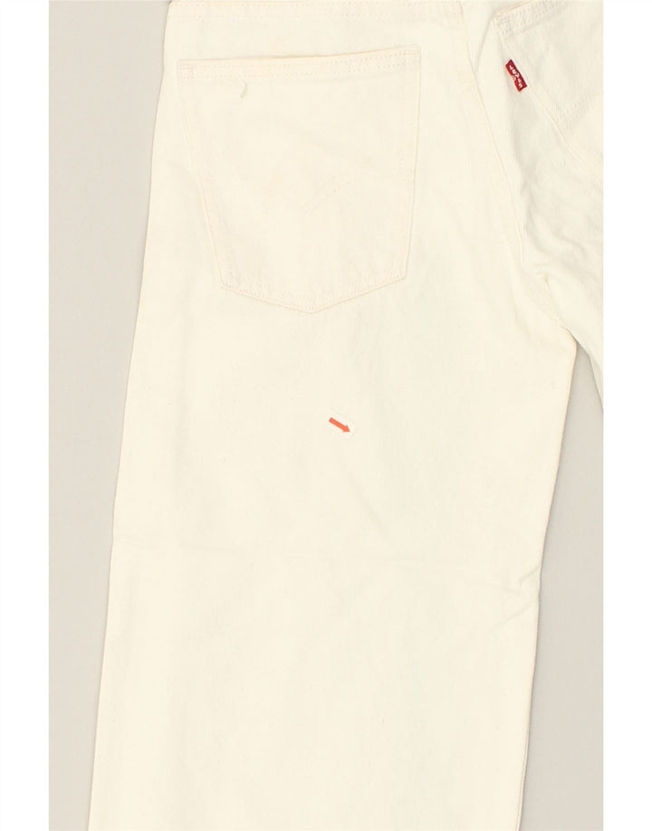 LEVI'S Womens Crop Flare Casual Trousers W24 L23  White Cotton | Vintage Levi's | Thrift | Second-Hand Levi's | Used Clothing | Messina Hembry 