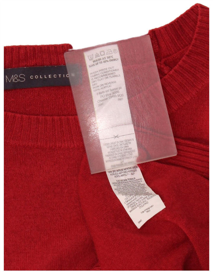 Marks & Spencer Damen-Pullover mit U-Boot-Ausschnitt, UK 14, Mittelrot, Acryl