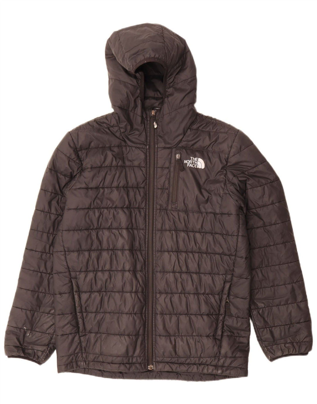 The North Face wattierte Jungenjacke mit Kapuze, 14–15 Jahre, XL, schwarzes Polyester