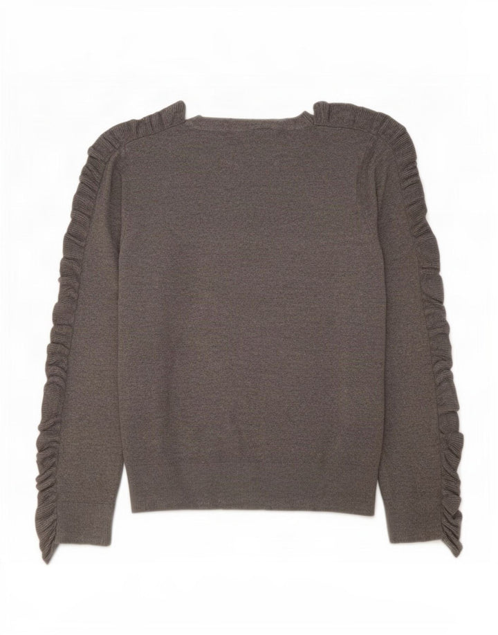 Guess Damen-Pullover mit grafischem Rundhalsausschnitt, UK 14, Mittelgrau
