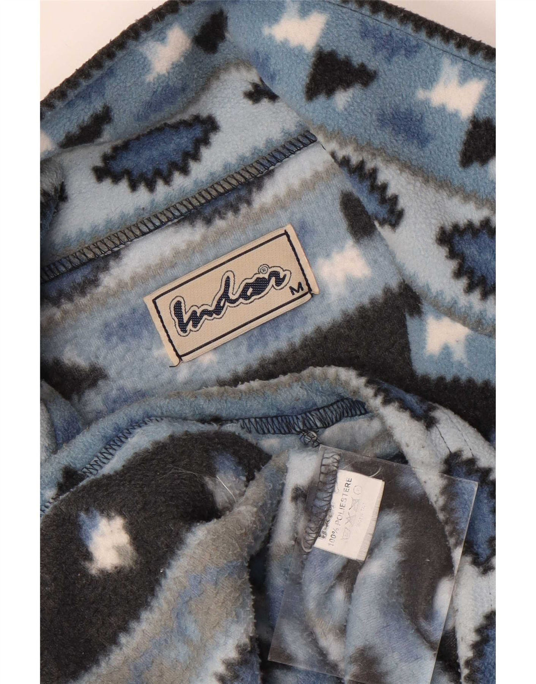 Vintage Herren Fleecejacke UK 38 Mittelblau Fair Isle Polyester