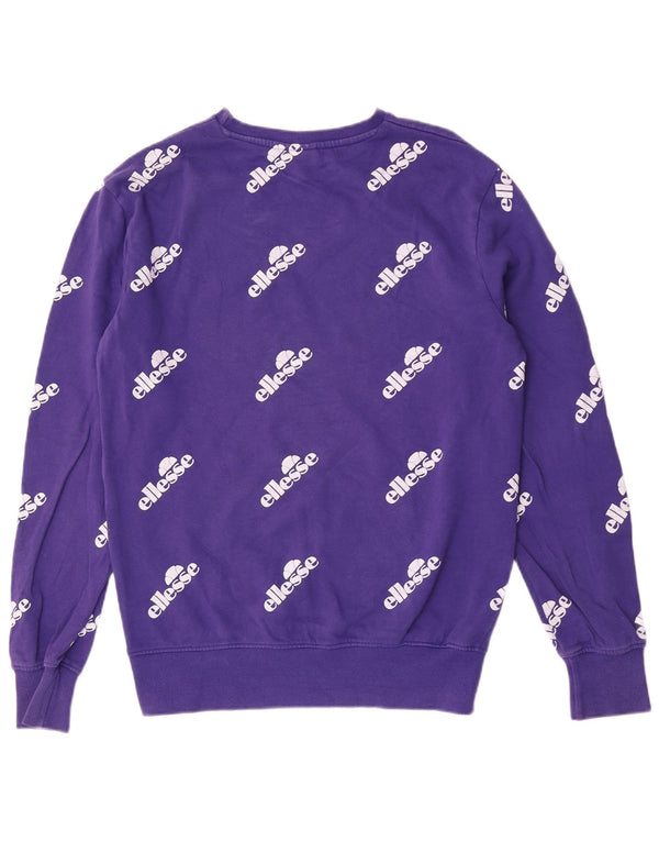 Ellesse Womens Graphic Sweatshirt Pullover UK 12 Mittellila Baumwolle