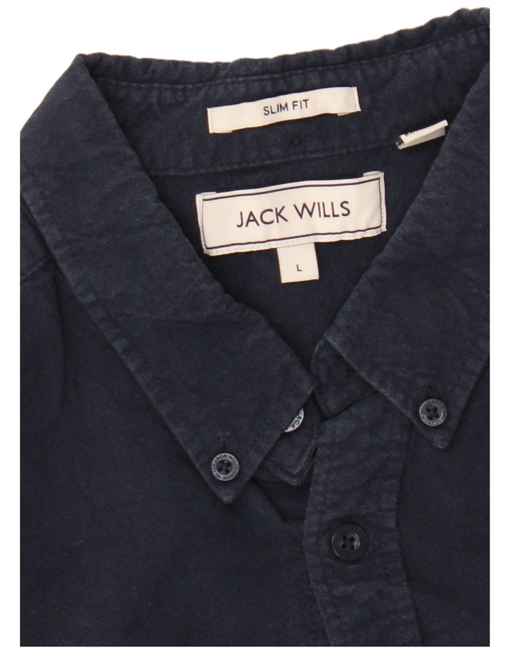 JACK WILLS Herren-Slim-Fit-Hemd, Größe L, Marineblau