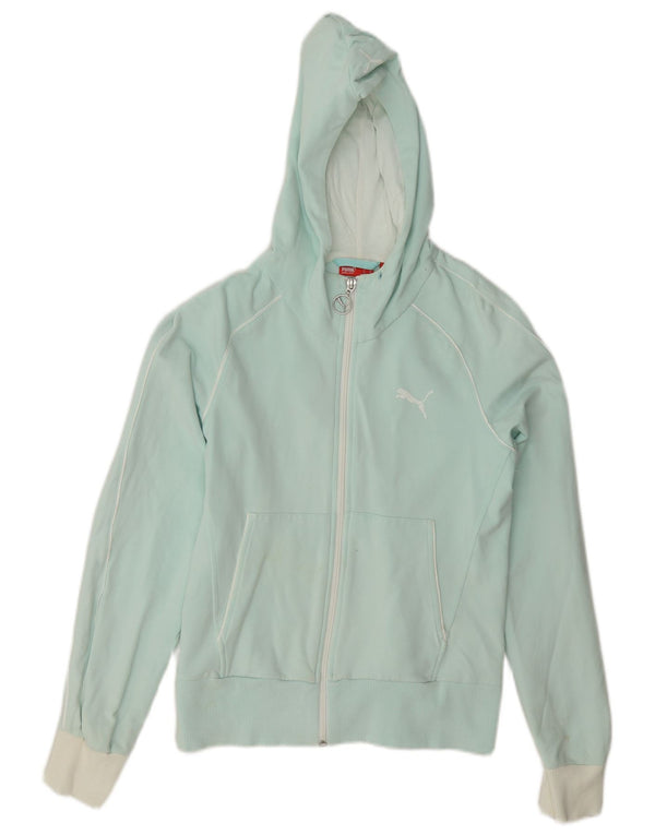 Puma Womens Zip Hoodie Pullover UK 10 Small Türkis Colourblock Baumwolle