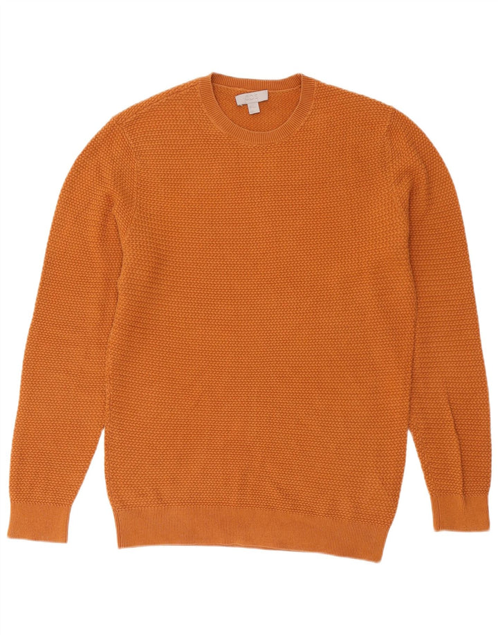 Cos Herren-Pullover mit Rundhalsausschnitt, Größe S, Orange, Baumwolle