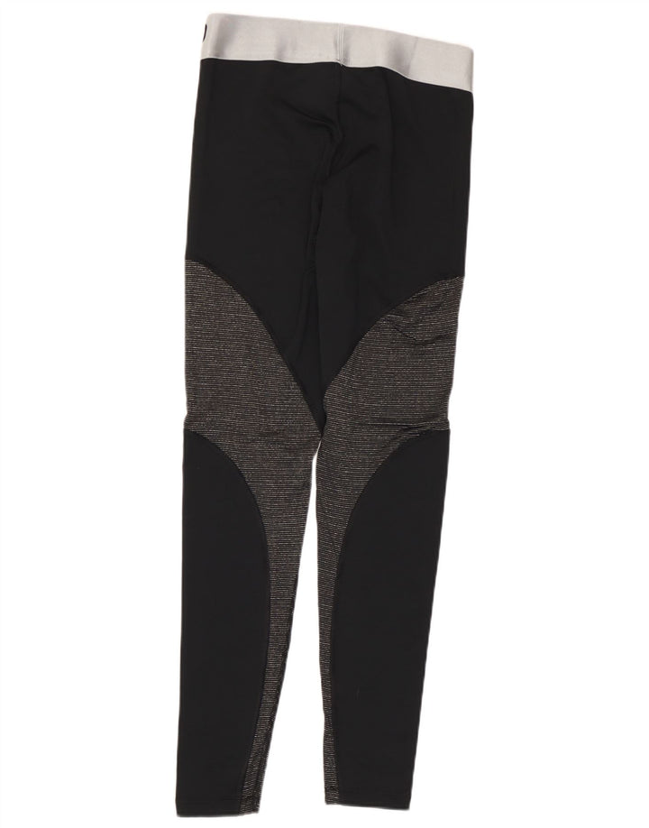 Nike Damen Dri Fit Graphic Leggings UK 12 Mittelschwarz Farbblock