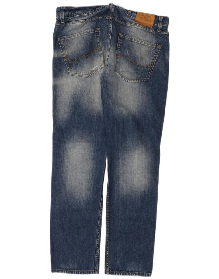 Jack & Jones Herren Distressed Straight Jeans W34 L32 Blaue Baumwolle